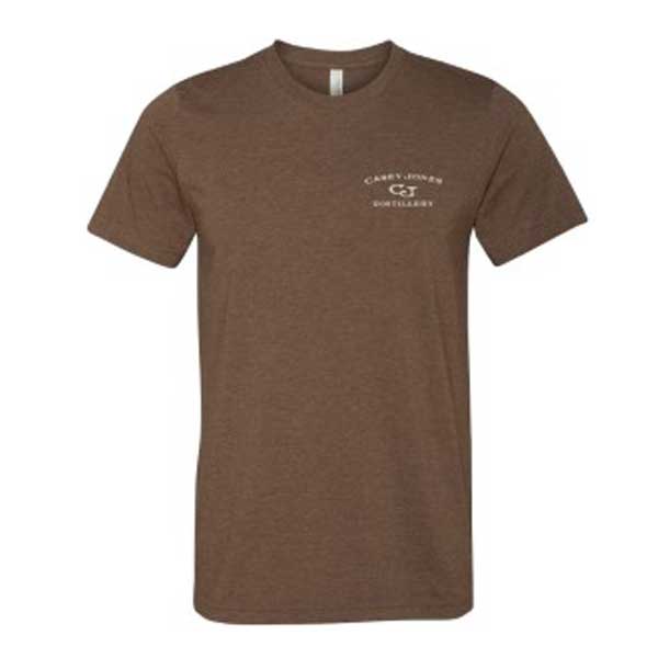 Casey Jones Distillery Brown Simple Logo Front, Original Logo Back T-Shirt - Large
