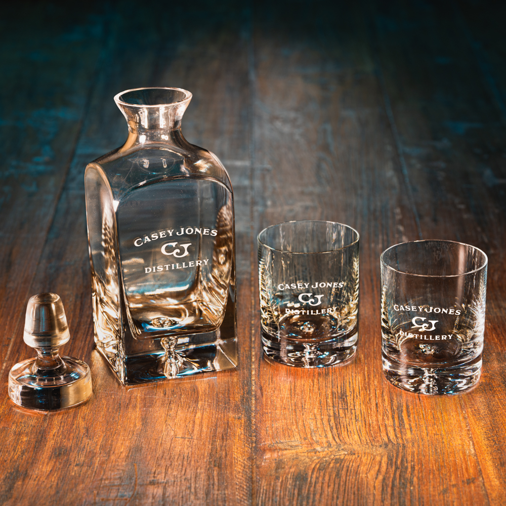 Casey Jones Distillery Glass Decanter Set