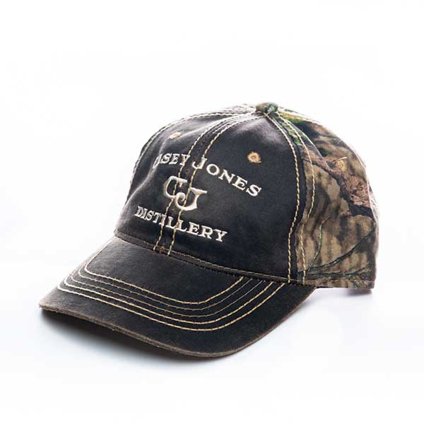 Casey Jones Distillery Stitched Logo Wax Coated Hat in Brown & Camo