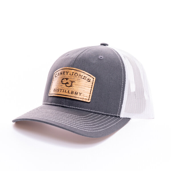 Casey Jones Distillery Barrel Stave Logo Mesh Hat in Dark Gray & White